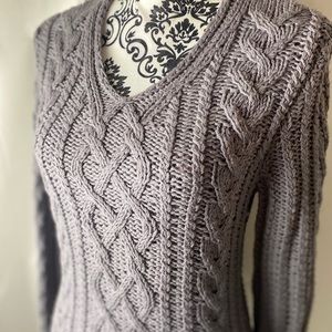 J CREW silver lilac cable knit sweater.